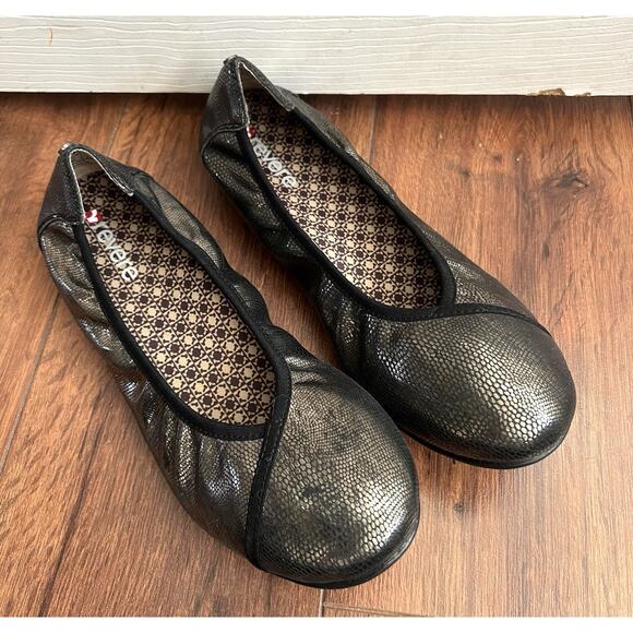 REVERE Nairobi Metallic Lizard Print Leather Comfort Ballet Flats Shoes Sz 39 - Picture 1 of 11